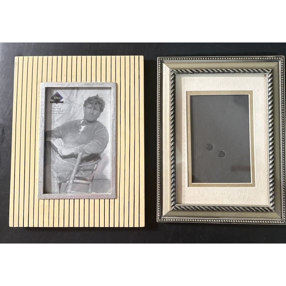 2-4X6, 3X 4.5" Picture Frame Frames Photo Pictures Gallery Modern Silver Cream